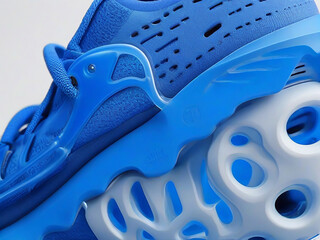 modern blue sports shoe design close up and fashionable