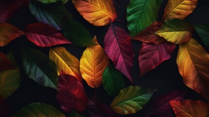 Wall Mural - Autumn Background - using classic fall colors to create a repeatable. Many autumn fall leaves. High quality photo