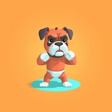 Fototapeta  - cute 3D boxer fighting flat design front view ring theme animation Complementary Color Scheme.