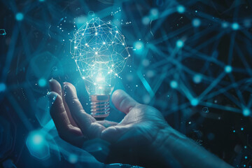 Poster - A person is holding a light bulb in their hand