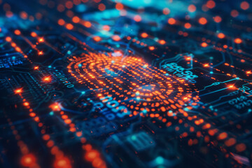 Poster - A close up of a circuit board with numbers and letters on it