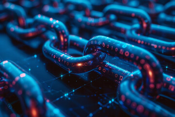 Poster - A close up of a chain with numbers on it