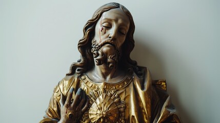 Sculpture and Jesus Christ on a white background