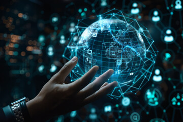 Poster - A person 's hand is holding a globe in their hand