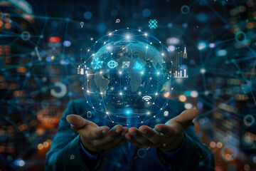 Poster - A person is holding a globe in their hands