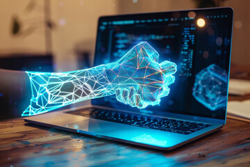 Poster - A laptop with a hand coming out of it