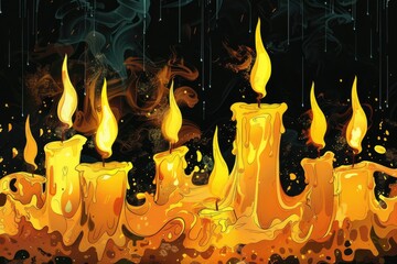 Poster - Group of burning candles on a table, suitable for various occasions