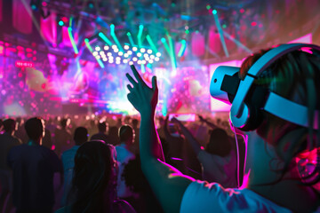 Poster - A person wearing a virtual reality headset at a concert