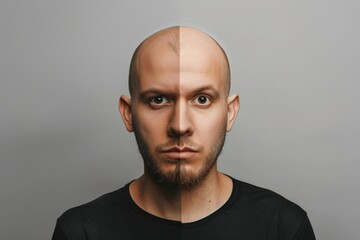 Aufkleber - A man with a shaved head and a beard. Suitable for various projects