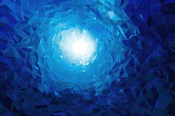 Poster - A vibrant light shining through a blue abstract background. Ideal for various design projects