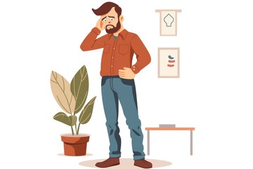 Aufkleber - A man standing in a room talking on a cell phone. Suitable for business and communication concepts