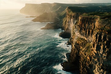 Leinwandbilder - A breathtaking view of the ocean from a high cliff. Perfect for travel websites or inspirational quotes