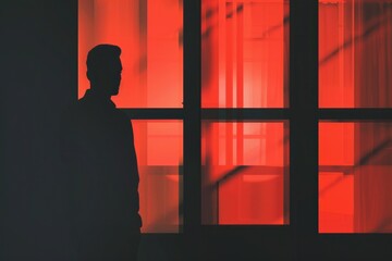 Aufkleber - Silhouette of a man standing in front of a window. Suitable for various concepts