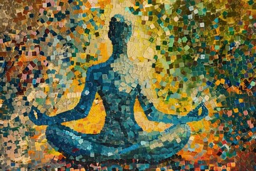 Poster - Image of a person sitting in a lotus pose, suitable for yoga or meditation concepts