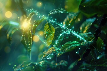 Poster - Close up of a plant with water droplets, suitable for nature and gardening themes