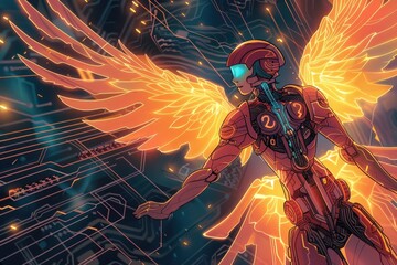 Poster - A man wearing a suit with wings on his back, suitable for business or fantasy themes