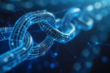 Poster - A close up of a chain with a blue background
