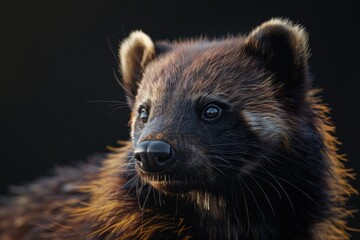 Aufkleber - Close-up of a furry animal against a dark backdrop. Suitable for various design projects