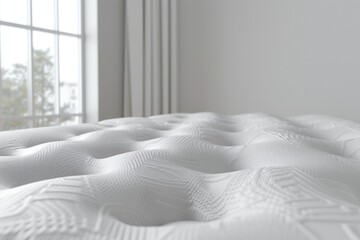 Wall Mural - Close up of a mattress with a window in the background. Suitable for home decor advertisements