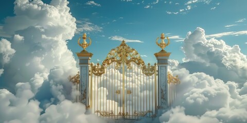 Poster - A beautiful golden gate with a sky background. Perfect for architectural concepts