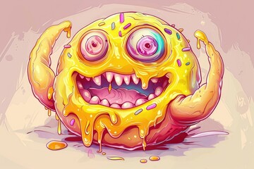 Poster - A fun and adorable cartoon doughnut with googly eyes, perfect for various design projects