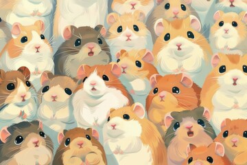 Poster - A large group of hamsters huddled together. Perfect for animal lovers or pet care concepts