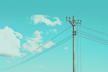 Aufkleber - A telephone pole with power lines in the foreground. Perfect for illustrating infrastructure or technology concepts