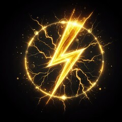 Wall Mural - Yellow thunder and electricity light isolated on a black background 