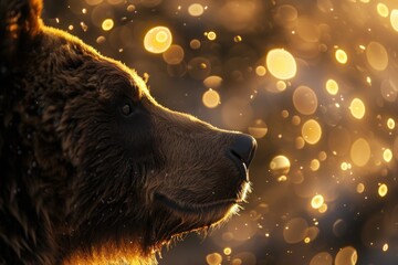 Aufkleber - Close up of a bear's face with a blurry background. Suitable for wildlife or animal themed designs