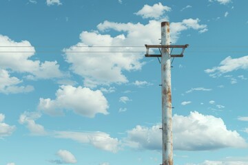 Wall Mural - A simple image of a telephone pole with a clear sky in the background. Suitable for various design projects