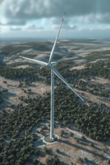 Aufkleber - Aerial view of a wind turbine in a field. Suitable for environmental and renewable energy concepts