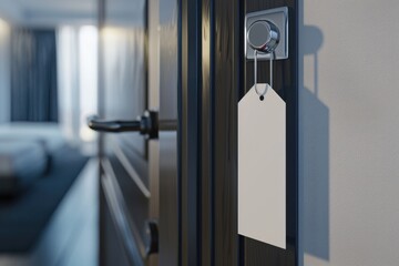 Aufkleber - A door handle with a tag hanging on it. Suitable for business or real estate concepts