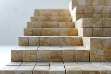 Poster - A pile of wooden blocks stacked on top of each other. Suitable for educational and construction themes