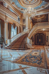 Aufkleber - Luxurious grand staircase in a palace, perfect for elegant interior design concepts