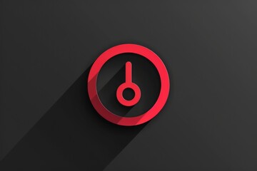 Aufkleber - Red clock with a long shadow on a black background. Suitable for time management concepts