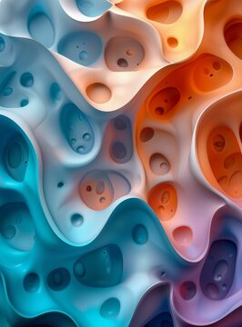Colorful 3D rendering of an organic structure with a bumpy surface