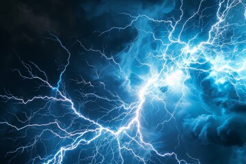 blue lightning , abstract plasma, and energy background, ai-generated