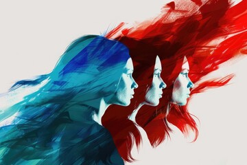 Aufkleber - Two women standing side by side. Perfect for illustrating friendship or teamwork