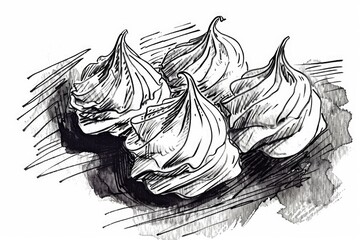 Poster - Detailed black and white drawing of a bunch of bananas. Suitable for educational materials or food-related designs