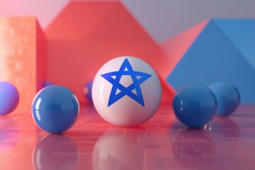 Poster - White egg with a blue Star of David symbol on it. Perfect for religious and holiday-themed projects