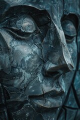 Poster - Detailed close-up of a statue depicting a man's face. Suitable for historical and art concepts