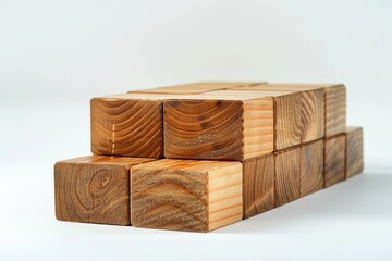 Poster - A stack of wooden blocks sitting on top of each other. Suitable for educational and construction concepts