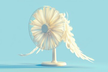 Poster - A white fan sitting on a table. Perfect for home or office decor