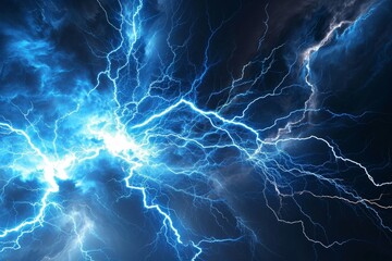 Blue lightning , abstract plasma, and energy background, AI-generated