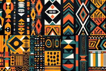 Poster - Colorful pattern of geometric shapes and lines, suitable for various design projects