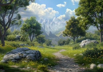 Wall Mural - fantasy mountain landscape