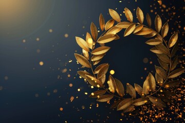 Aufkleber - Elegant gold leaf wreath on a vibrant blue background, perfect for adding a touch of sophistication to any design project