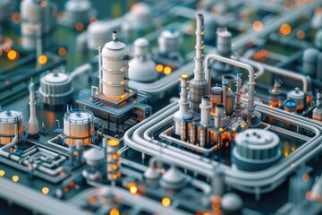 Leinwandbilder - A close up view of a city with numerous pipes. Ideal for illustrating urban infrastructure projects.