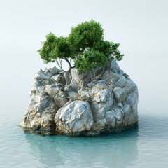 Wall Mural - small rocky island with trees in the middle of the ocean