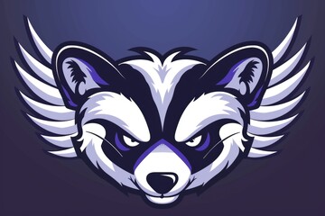 Aufkleber - Close-up of a raccoon's head with wings, versatile image for various projects